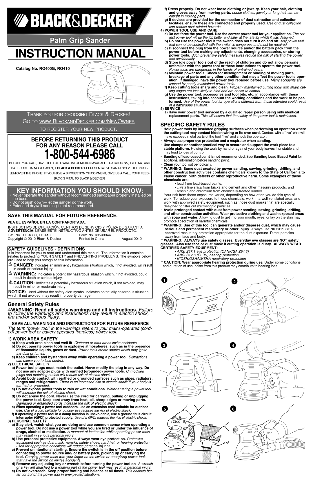 Black & Decker RO400G instruction manual Key Information You Should Know, General Safety Rules, Specific Safety Rules 